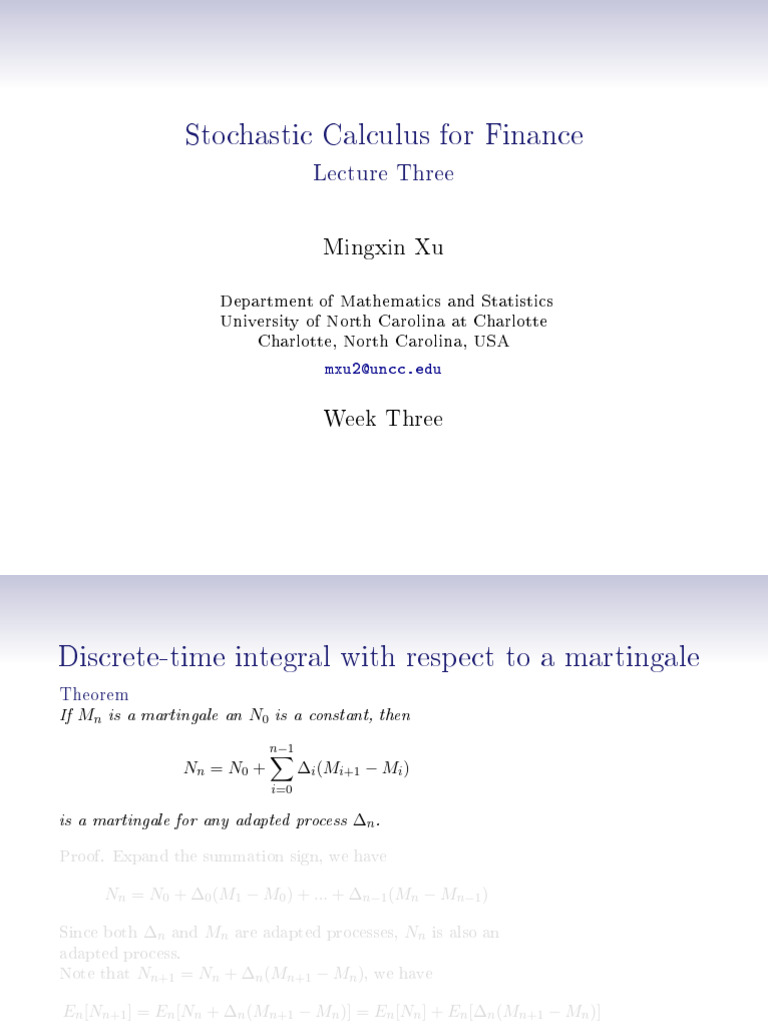 Martingale Theory in Stochastic Finance | PDF | Stochastic Process ...