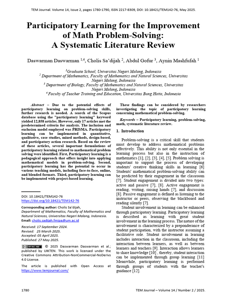 Participatory Learning For The Improvement of Math | PDF | Learning ...