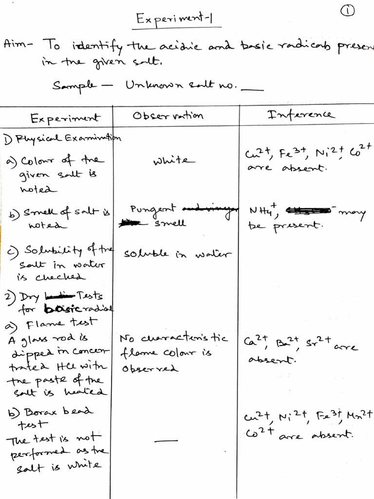 Salt Analysis Complete File | PDF