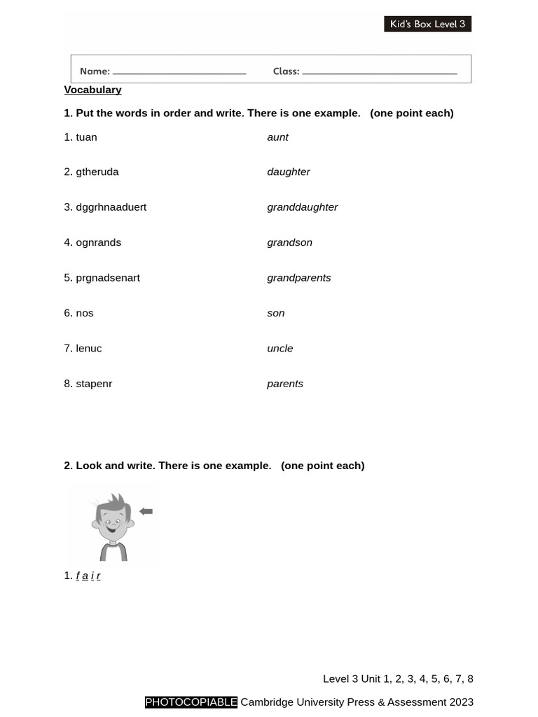 Vocabulary Exercises for Level 3 Students | PDF