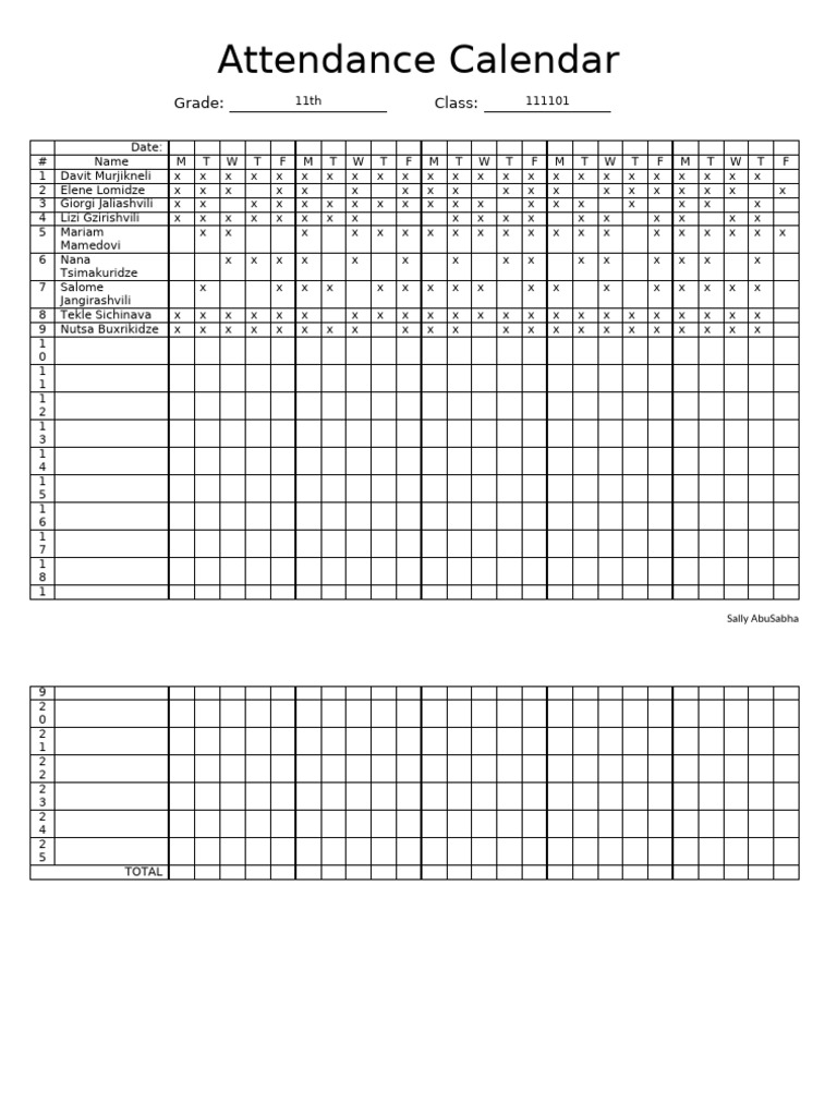Attendance Sheet Ex | PDF