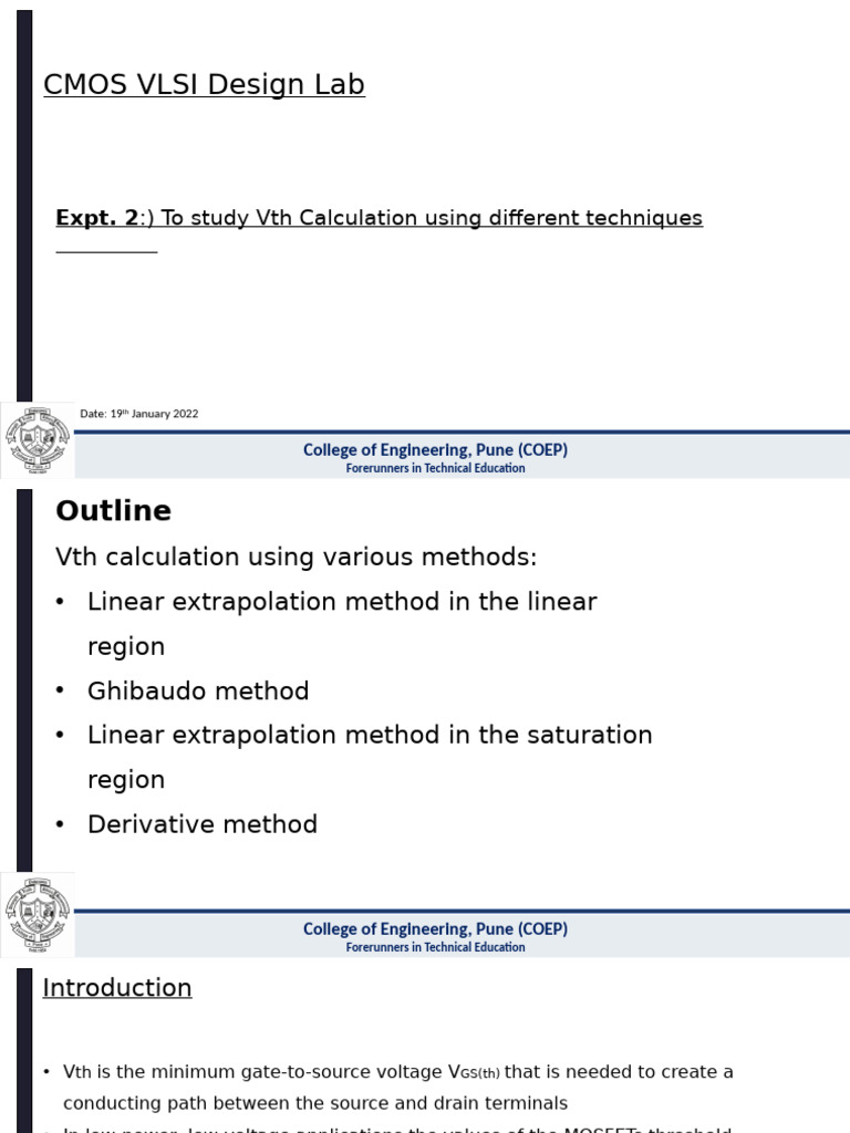 Vth Calculation Techniques in CMOS Design | PDF