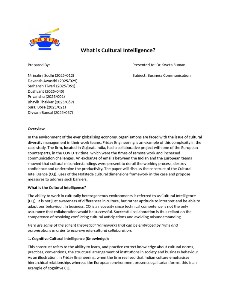 What Is Cultural Intelligence | PDF | Leadership | Intelligence