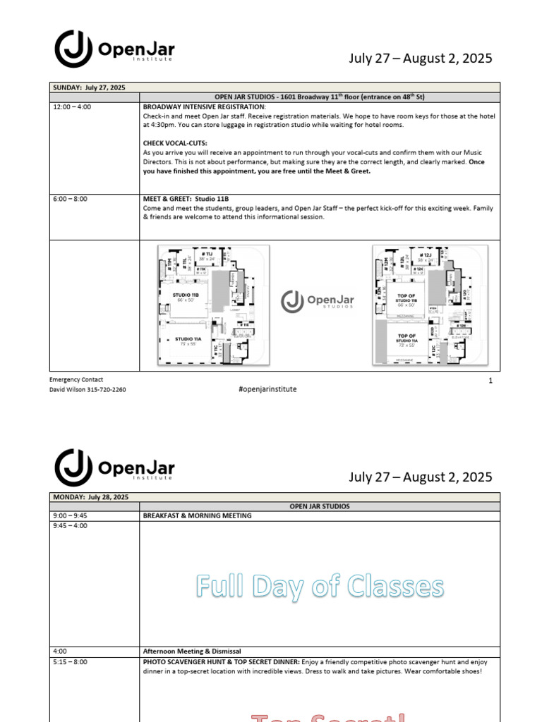 Student+General+CO2+July+27 Aug+2+Schedule | PDF