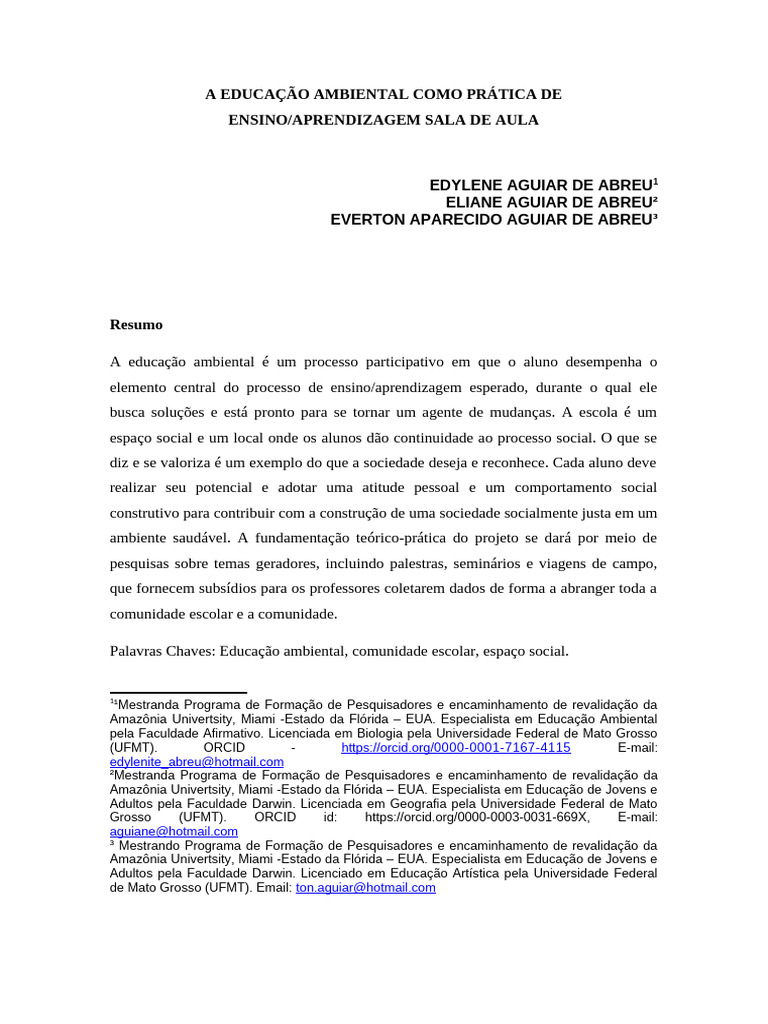 Educação Ambiental na Sala de Aula | PDF | Agricultura | Movimento ...