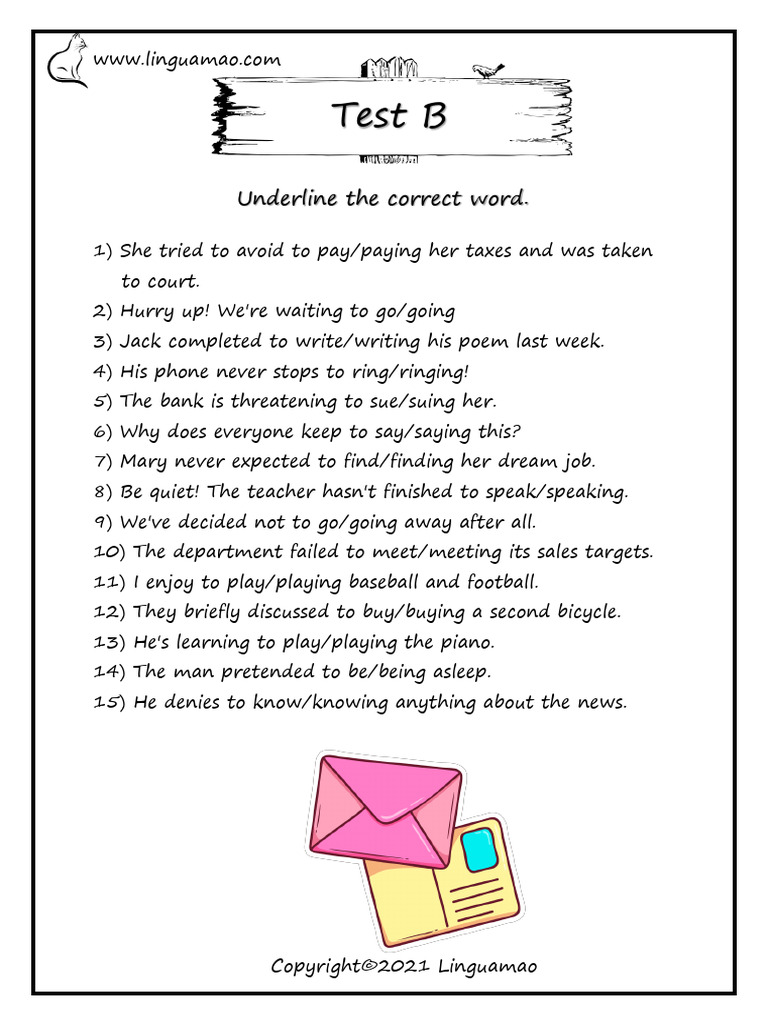 Underline the Correct Word Task B | PDF