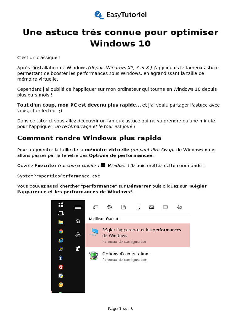 Optimiser RAM sous Windows 10 | PDF