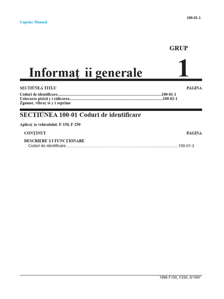 Coduri de Identificare Ford | PDF