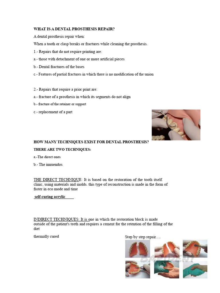 Dental Prosthesis Repair | PDF