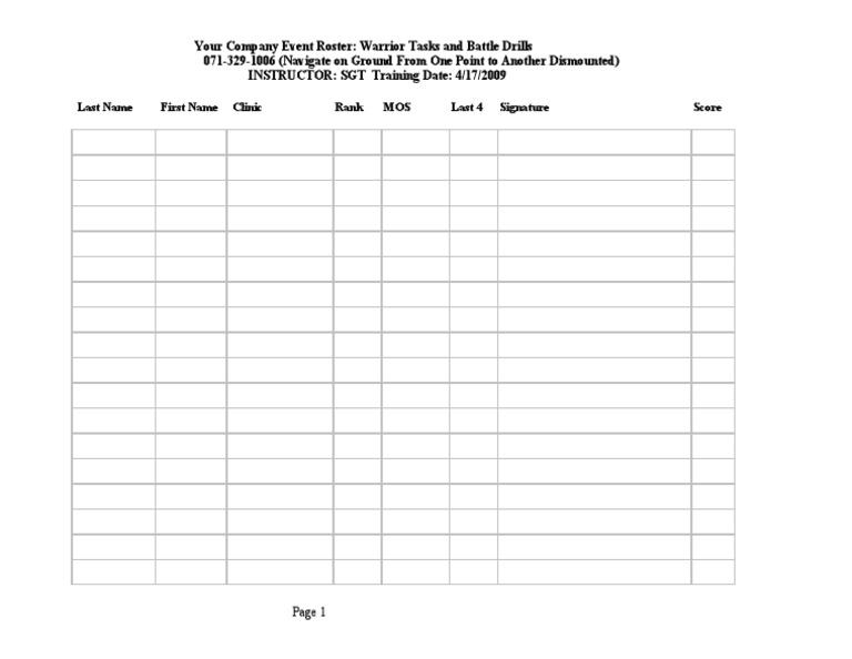 Army Sign in Roster 3 PDF