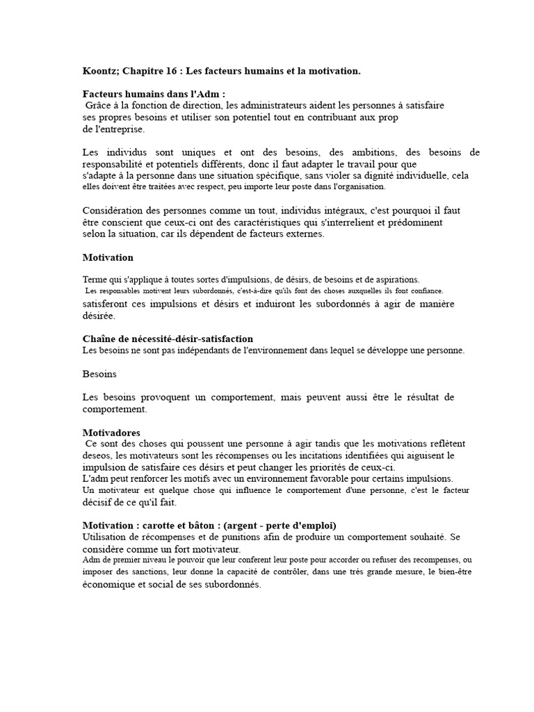 Motivation et facteurs humains en gestion | PDF | Motivation | Motivant