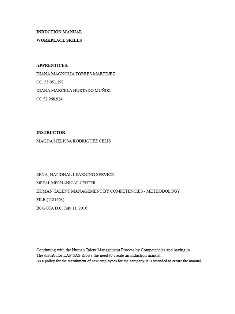 Example Induction Manual | PDF | Sales | Employment