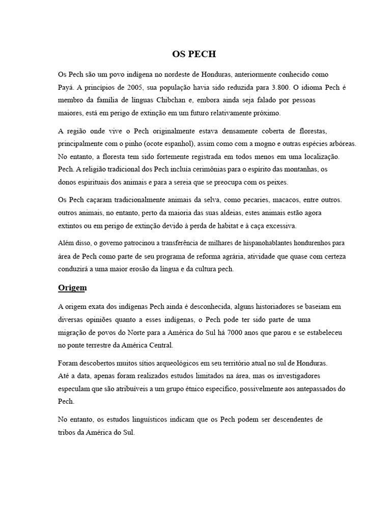 Cultura e História dos Indígenas Pech | PDF | Civilização Maia | Extinção