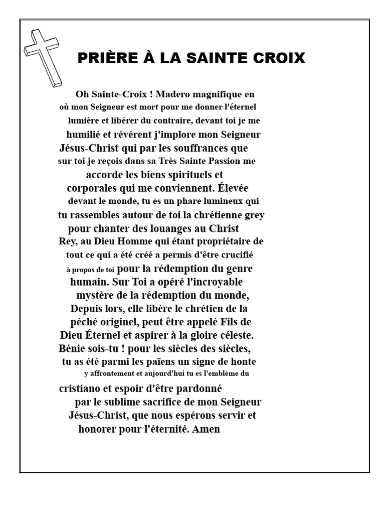 Priere A La Sainte Croix Pdf