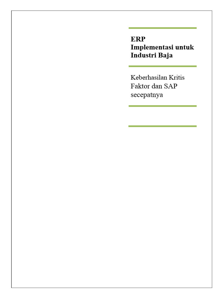 Faktor Sukses Implementasi SAP ERP Baja | PDF