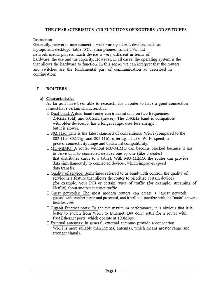 The Characteristics and Functions of Routers and Switches | PDF ...