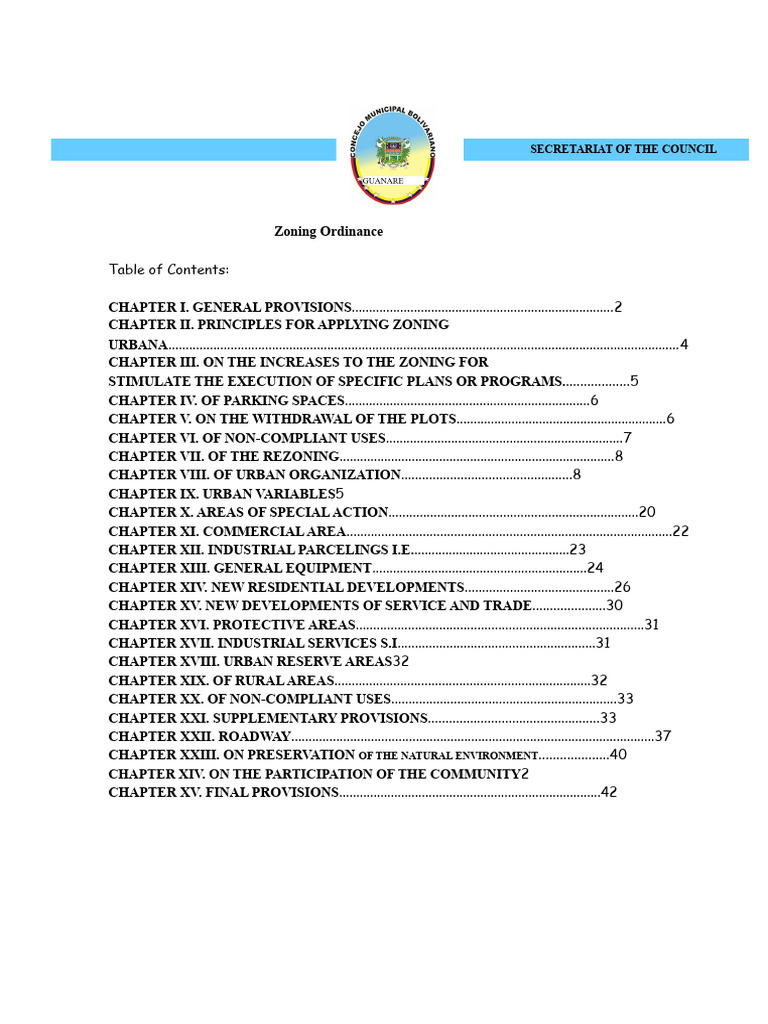 Guanare Zoning Ordinance Overview | PDF | Parking | Zoning