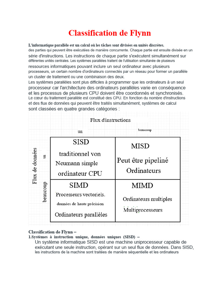 Classification de Flynn en systèmes parallèles | PDF | Parallélisme ...