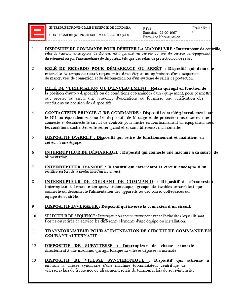 Codes Électriques de Commande et Protection | PDF | Interrupteur ...
