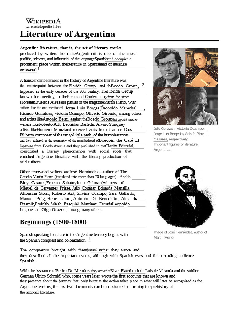 Argentine Literature Overview and Key Figures | PDF | Argentina