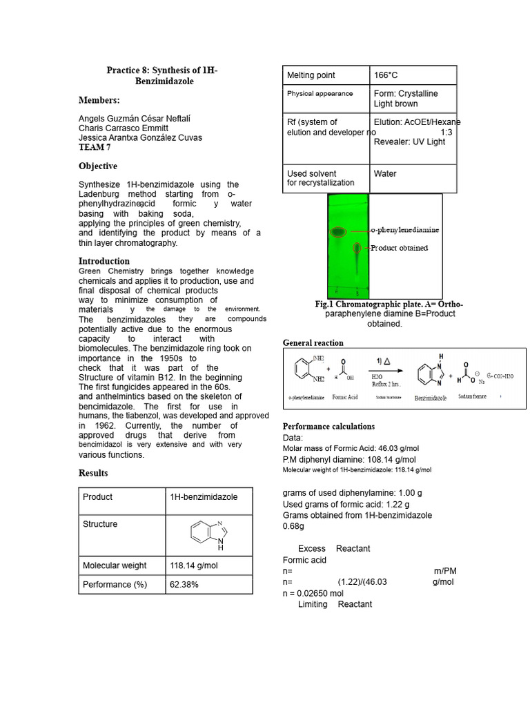 Synthesis of 1H-Benzimidazole via Ladenburg | PDF | Mole (Unit) | Acid