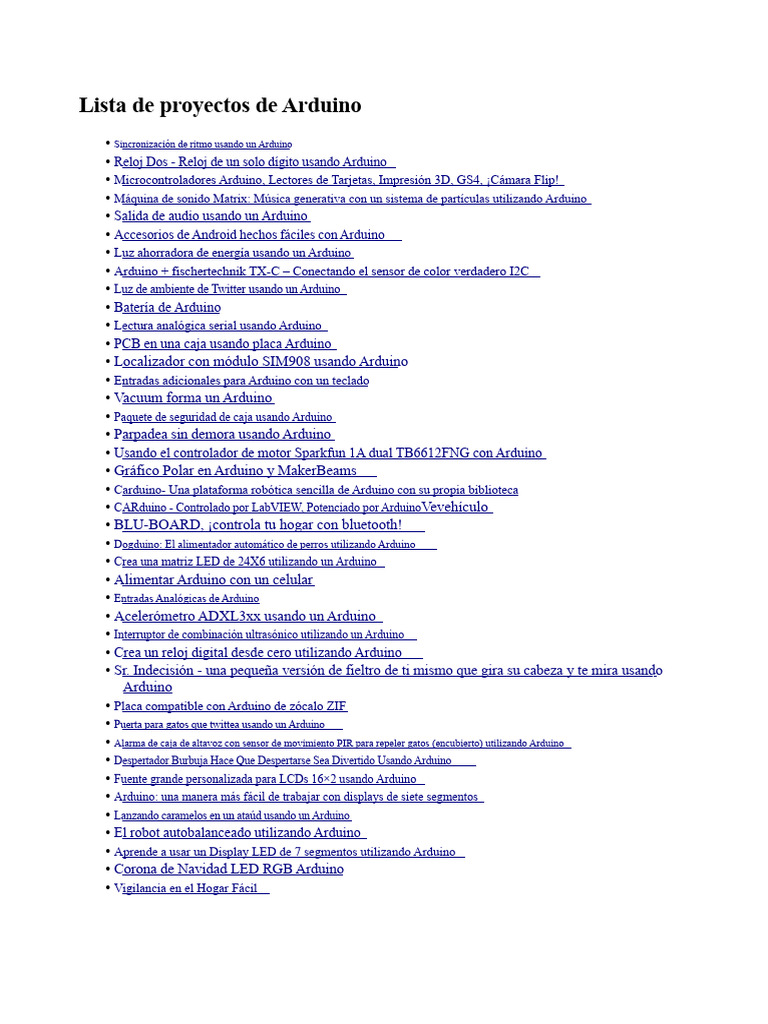Lista de Proyectos de Arduino | PDF | Arduino | Diodo emisor de luz