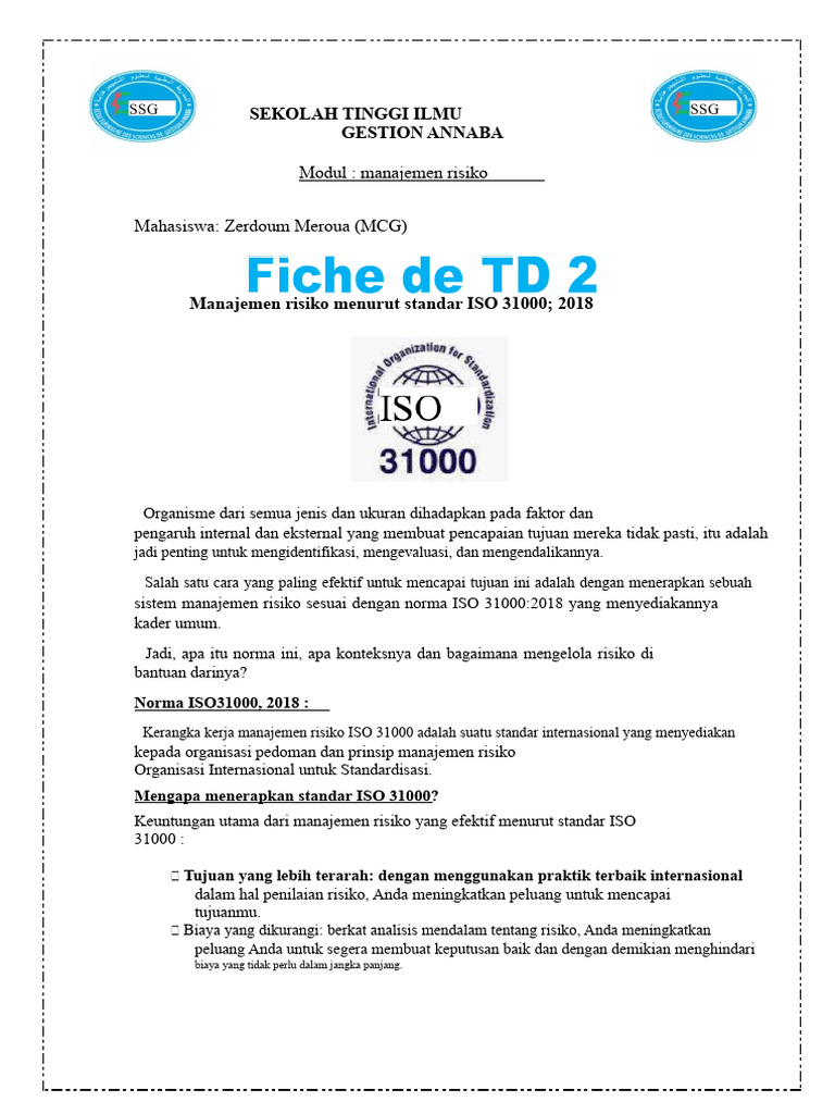 Manajemen Risiko Berdasarkan ISO 31000 | PDF