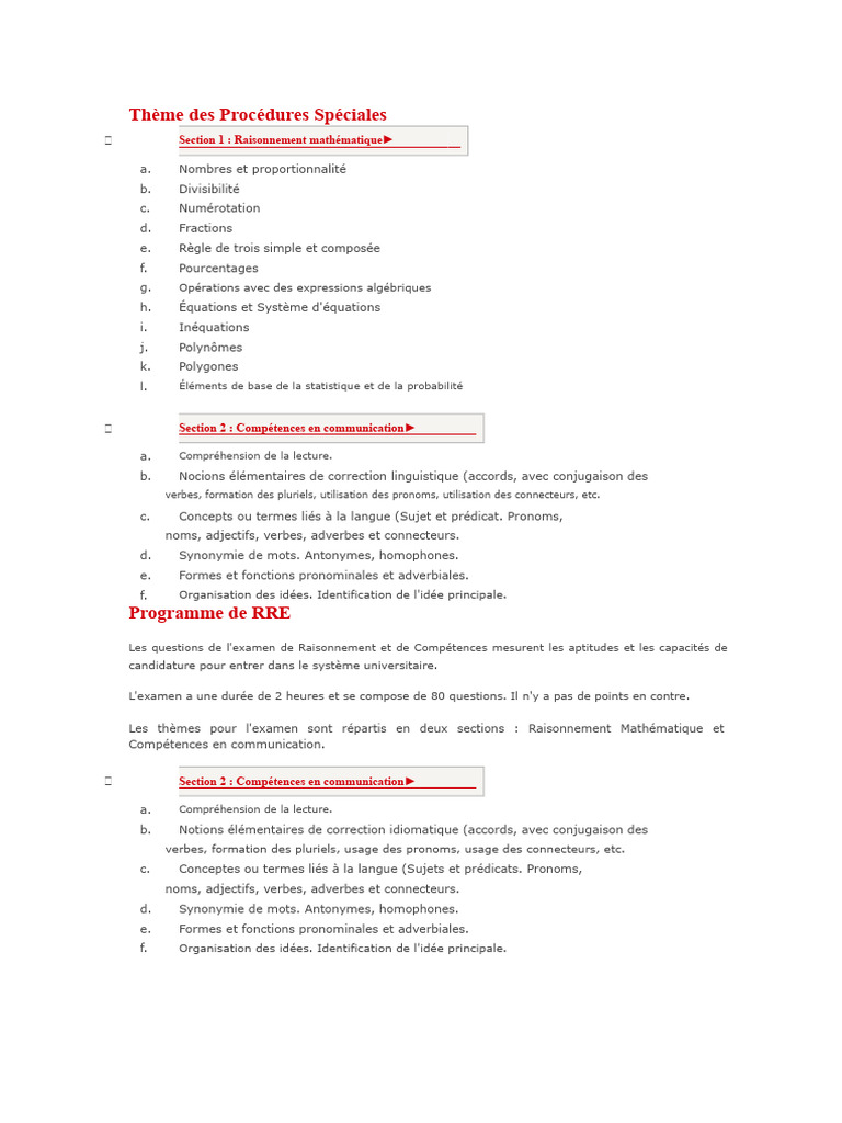 Examen Procédures Spéciales : Math et Langue | PDF | Prédicat ...