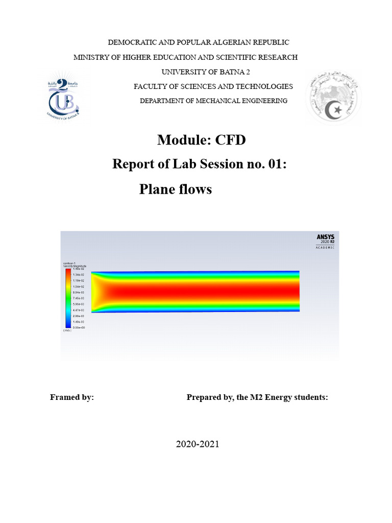 CFD Lab Report: Plane Flows Analysis | PDF | Reynolds Number ...
