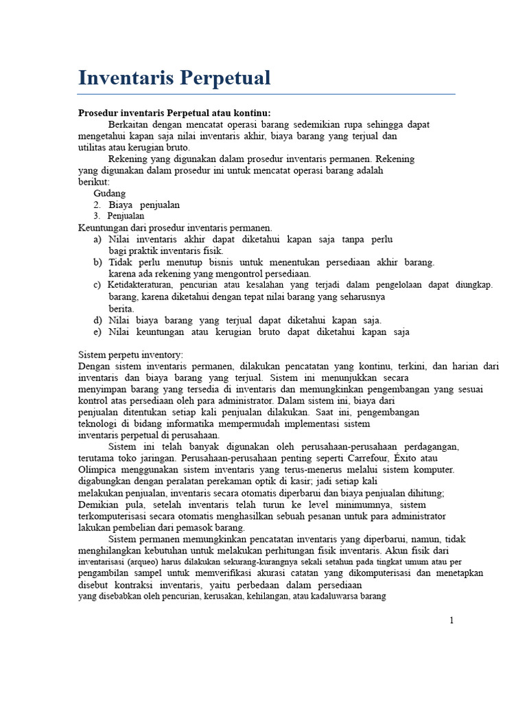 Prosedur Inventaris Perpetual dan Keuntungannya | PDF