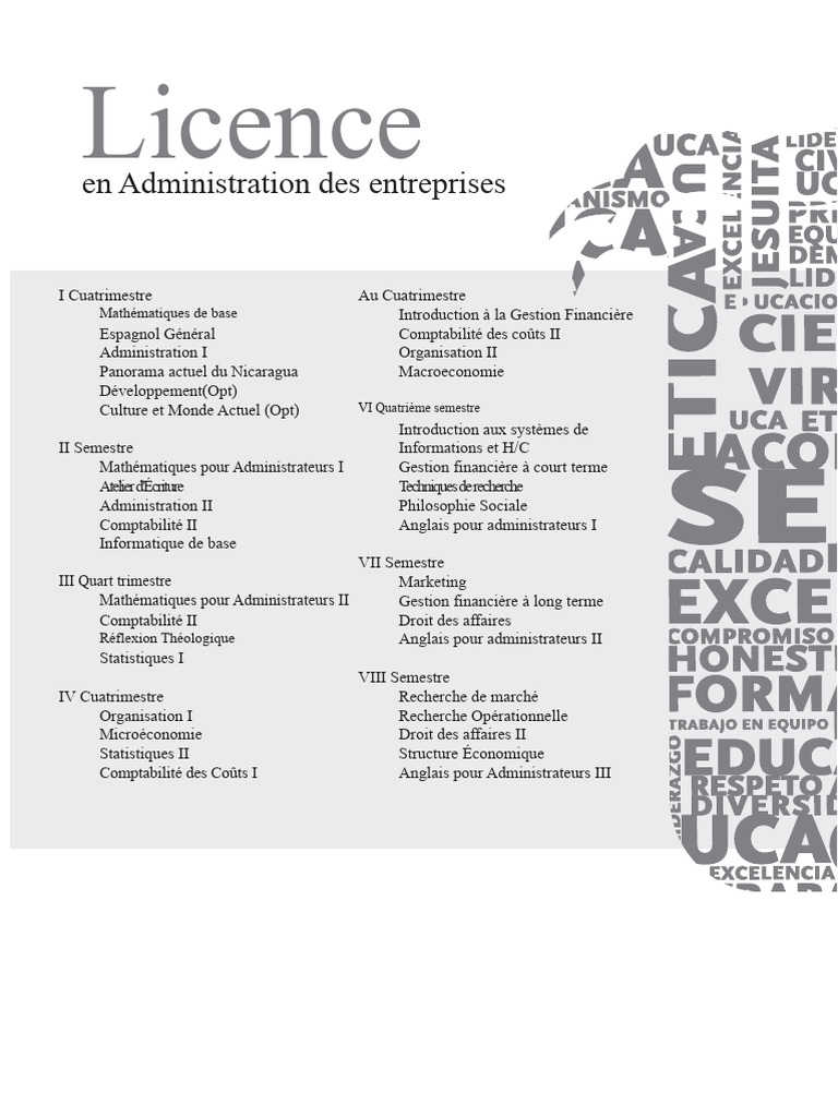 Programme de Licence en Administration | PDF | Business | Économie