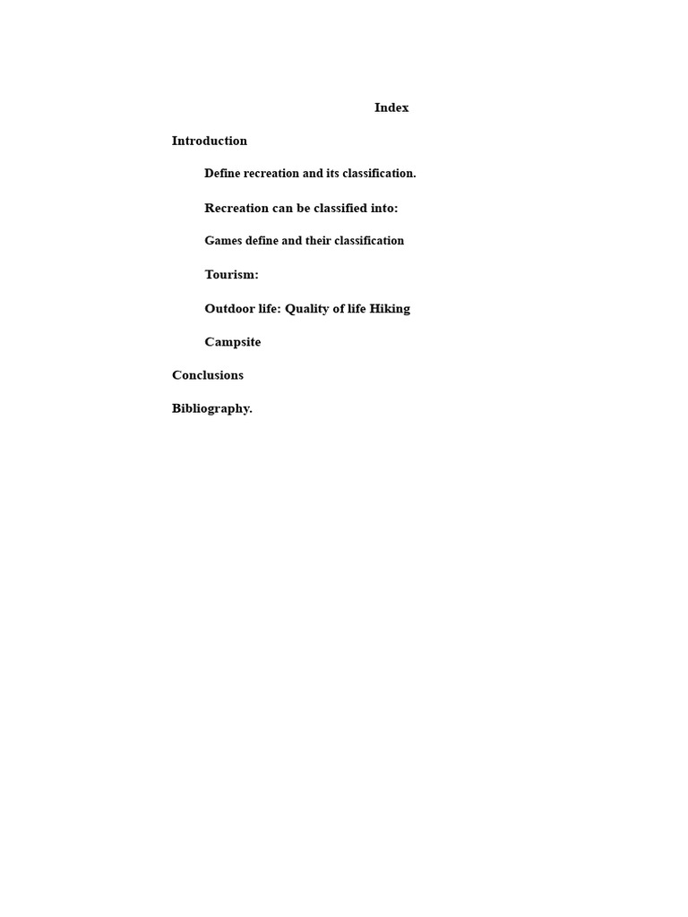 Define Recreation and Its Classification. | PDF | Recreation | Camping
