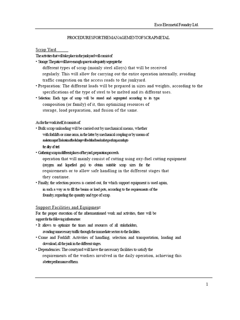 Annex 15 L Scrap Management Procedure | PDF | Scrap | Foundry