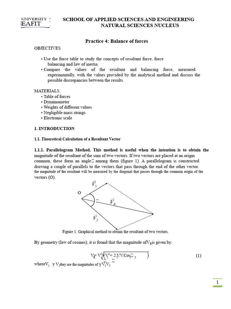 Resultant and Balancing Forces Lab | PDF | Force | Euclidean Vector