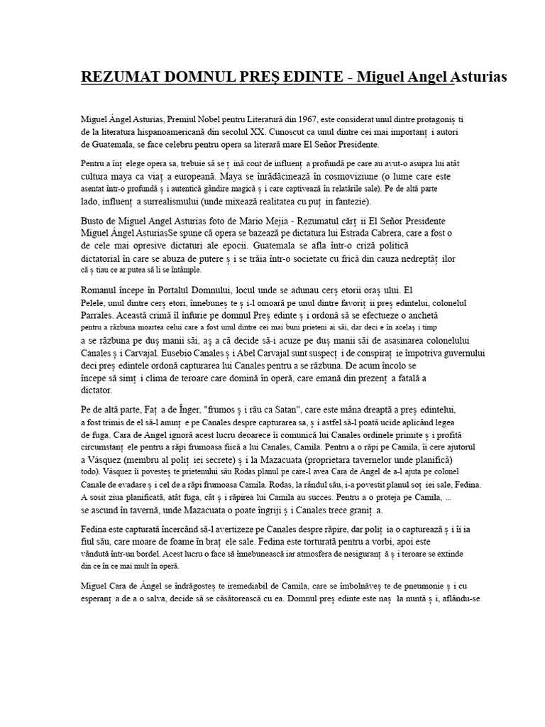 Sumarul Domnului Președinte | PDF