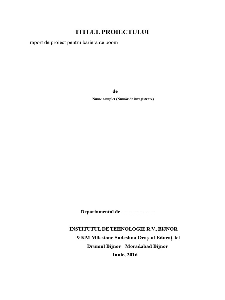 Format Pentru Coperta Raportului de Proiect Polivalent | PDF