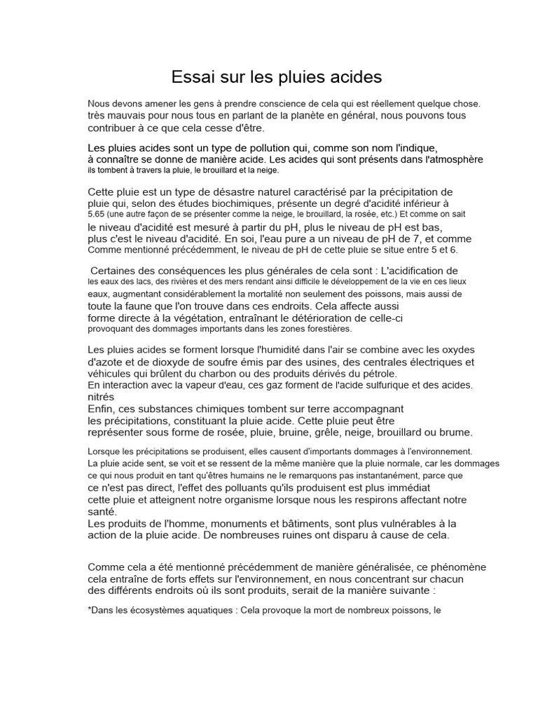 Pluies acides : causes et impacts environnementaux | PDF | Pluie ...