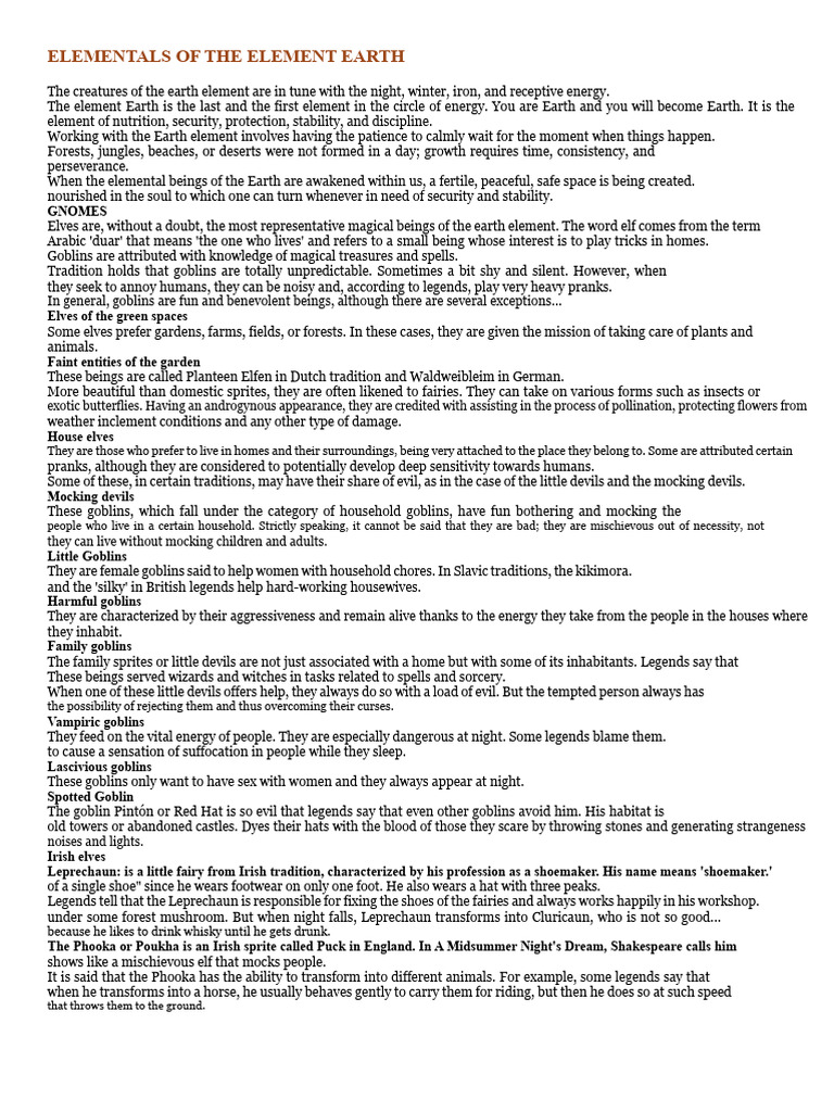 Earth Elementals: Gnomes and Elves Guide | PDF | Dragon | Mermaid