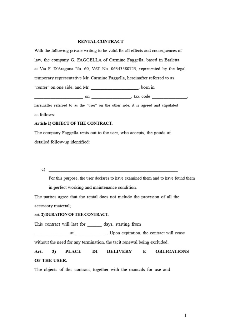 Rental Contract Agreement Template | PDF | Lease | Private Law