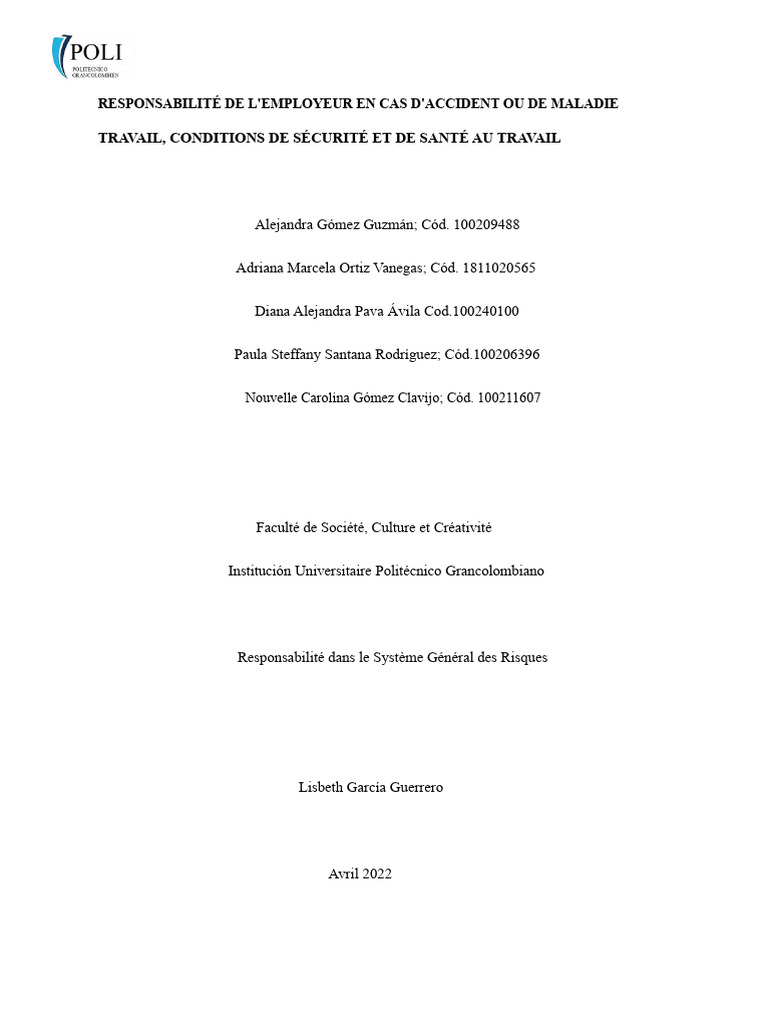 Responsabilité de l'employeur en cas d'accident | PDF | Sécurité | Risque