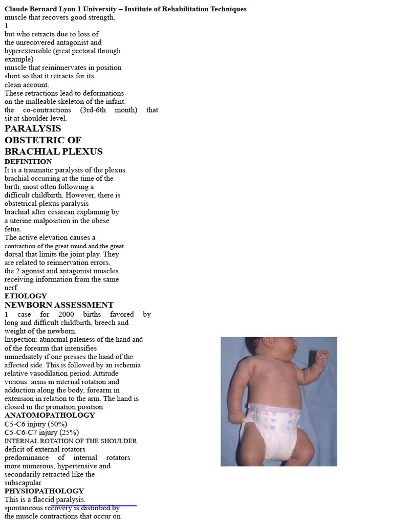 Obstetric Brachial Plexus Paralysis (O.b.p.p) | PDF | Anatomical Terms ...
