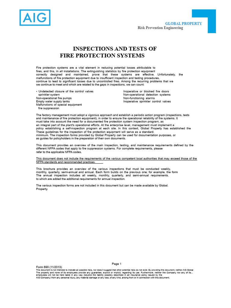 Fire Protection System Inspection Guide | PDF | Fire Sprinkler System ...