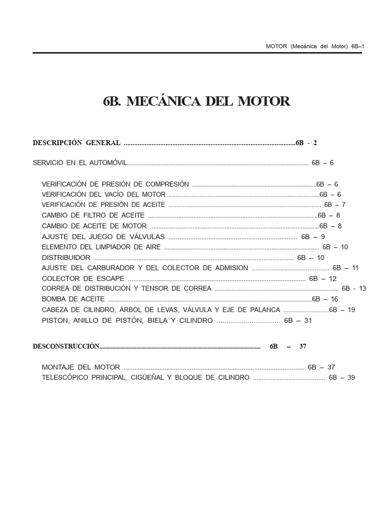 Especificaciones del Motor Chevrolet CMV | PDF | Pistón | Rodamiento ...
