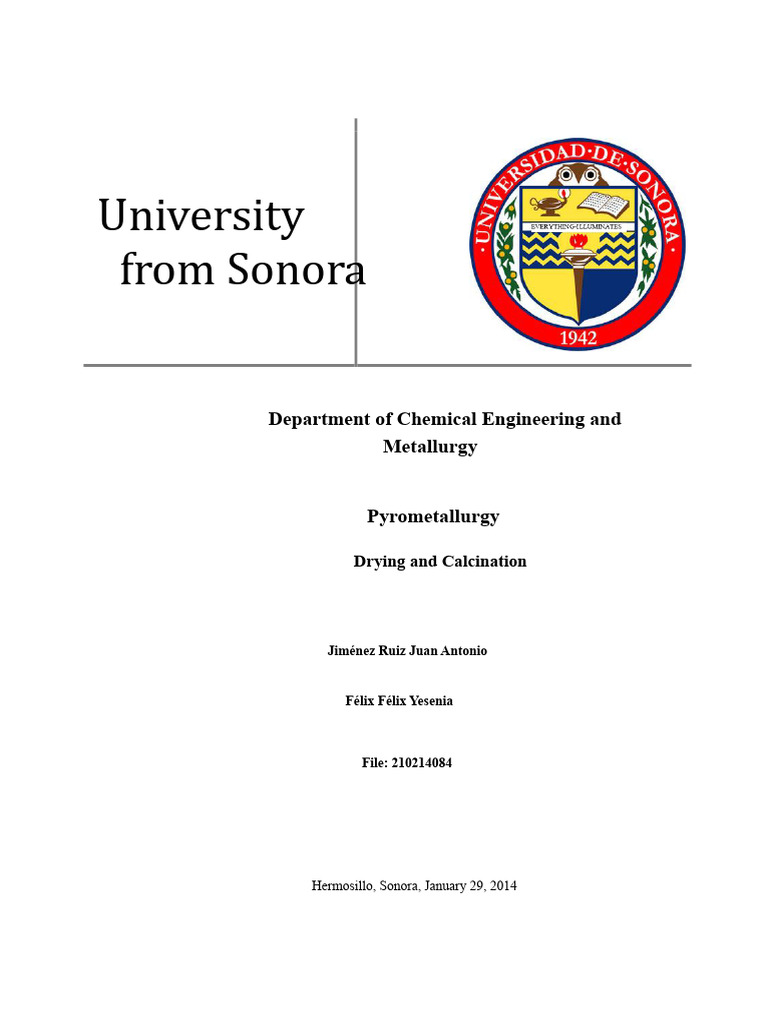 Drying and Calcination | PDF | Oxide | Sulfur
