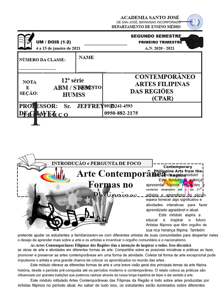 MÓDULO 1 e 2 2ºSEM 1ºTRIM CPAR | PDF | Cor | Aprendizado