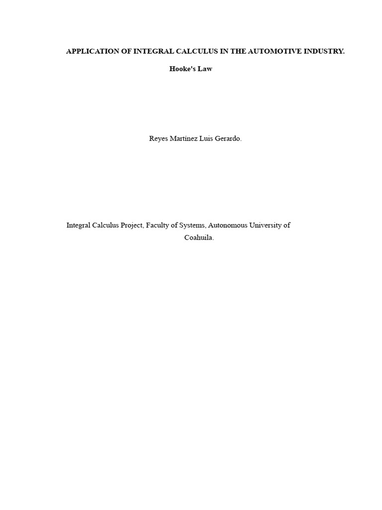 Application of Integral Calculus in The Automotive Industry | PDF ...