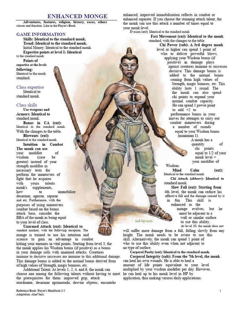 Enhanced Monk Class 3.5 | PDF