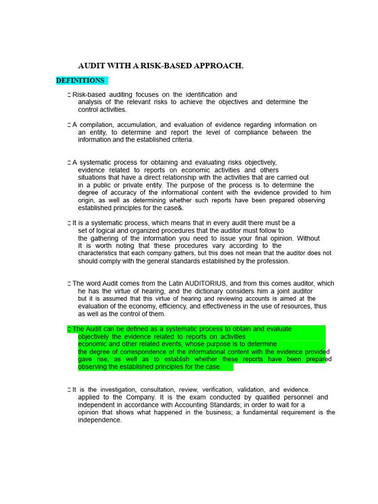 Audit With A Risk-Based Approach | PDF | Audit | Internal Control