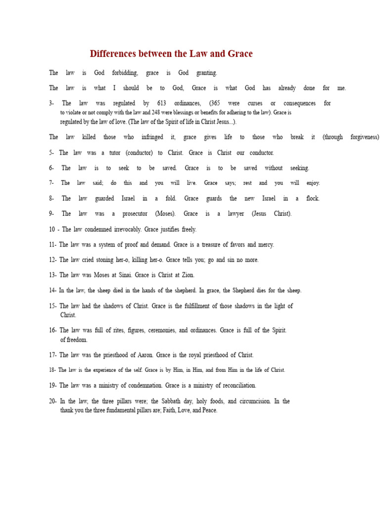 Law vs. Grace: Key Differences Explained | PDF | Grace In Christianity ...