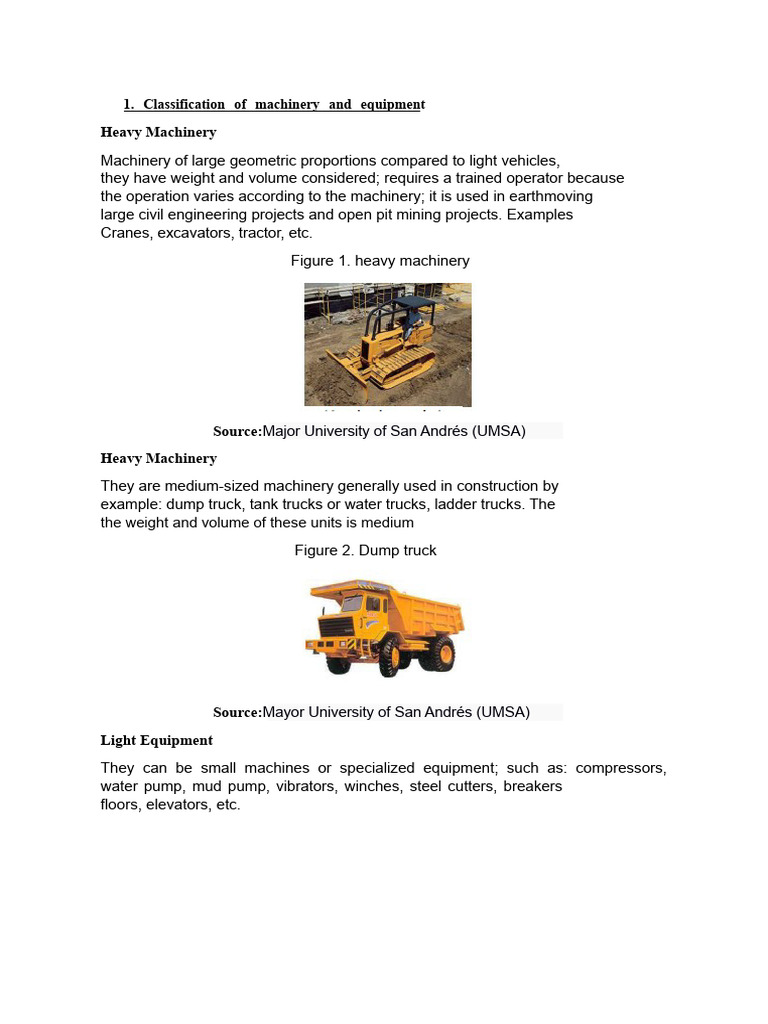 Machinery and Equipment Classification Guide | PDF | Heavy Equipment ...